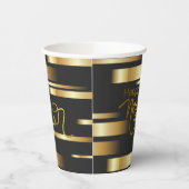 Happy New Year Gold Striped Pappbecher (Links)