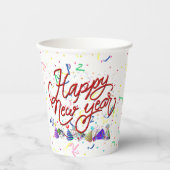 Happy New Year - Gold Text Pappbecher (Vorderseite)