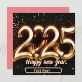 Happy new year gold typography invitationcard 2025 einladung (Vorne/Hinten)