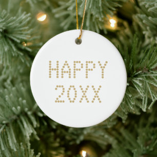 Happy New Year Gold Zollnummer Weihnachten Keramik Ornament