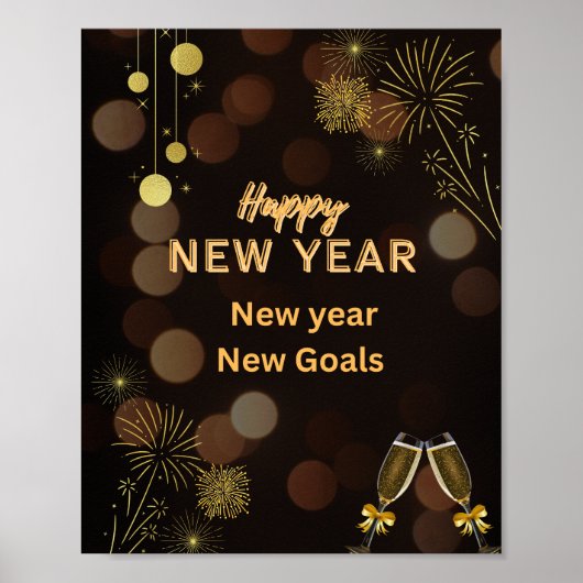 Happy New Year – Golden Brown Poster (Vorne)