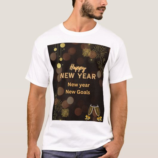 Happy New Year Golden Brown Typography t shirt (Vorderseite)