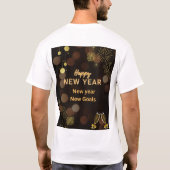 Happy New Year Golden Brown Typography t shirt (Rückseite)