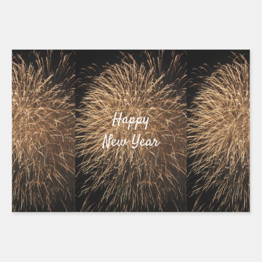 Happy New Year Golden Fireworks Patterns 2023 Geschenkpapier Set (Vorderseite)