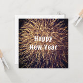 Happy New Year Golden Fireworks Trendy 2023 Karte (Vorderseite/Rückseite Beispiel)