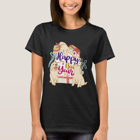 Happy New Year: Golden Retrievers Unisex Custom T-Shirt (Vorderseite)
