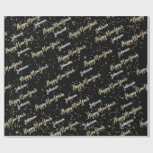 Happy New Year Golden Script Individuelle Name Bla Geschenkpapier (Flach)