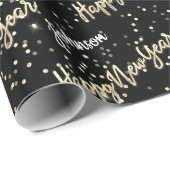 Happy New Year Golden Script Individuelle Name Bla Geschenkpapier (Rolleneckpunkt)
