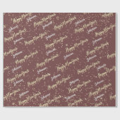 Happy New Year Golden Script Individuelle Name Bro Geschenkpapier (Flach)