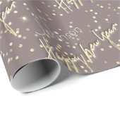 Happy New Year Golden Script Individuelle Name Bro Geschenkpapier (Rolleneckpunkt)