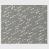 Happy New Year Golden Script Individuelle Name Gra Geschenkpapier (Flach)