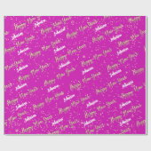 Happy New Year Golden Script Individuelle Name Pin Geschenkpapier (Flach)