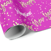 Happy New Year Golden Script Individuelle Name Pin Geschenkpapier (Rolleneckpunkt)