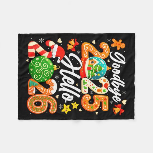 Happy New Year Goodbye 2025 Hello 2026 Christmas G Fleecedecke (Vorderseite (Horizontal))
