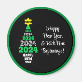 Happy New Year Green and White Tree Festivals Spaß Magnet (Vorne)