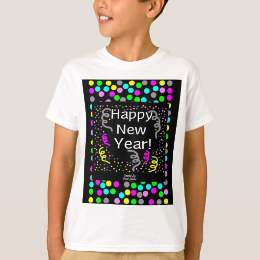 Happy New Year Greetings Boys White Basic T Shirt (Vorderseite)