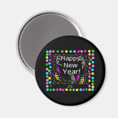 Happy New Year Greetings Round Magnet (Vorderseite/Rückseite)