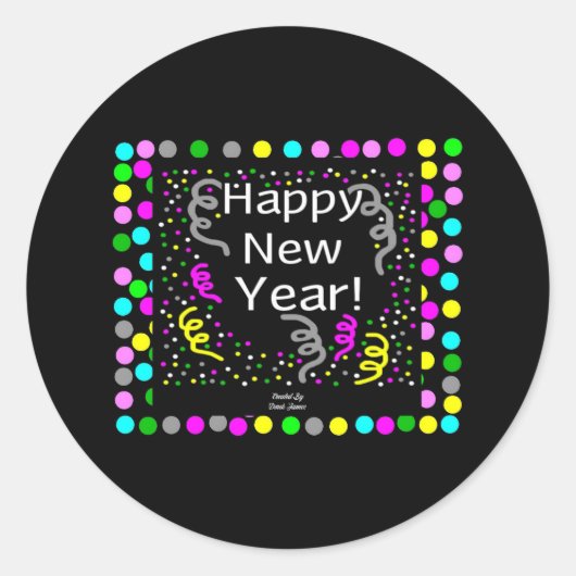 Happy New Year Greetings Round Sticker (Vorderseite)