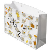 Happy New Year Große Geschenktasche Geschenktüte (Rückseite Schrägansicht)