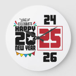 Happy New Year Große Wanduhr