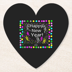 Happy New Year Gruß Herzbuch Untersetzer