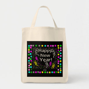Happy New Year Gruß Lebensmittelgeschäft Tasche