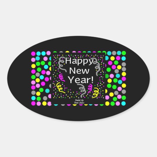 Happy New Year Gruß Oval Sticker (Vorderseite)