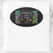 Happy New Year Gruß Oval Sticker (Tasche)