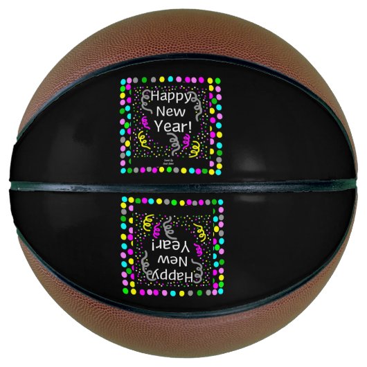 Happy New Year Grußball Basketball (Vorderseite)
