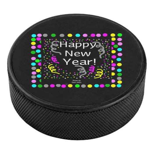 Happy New Year Grußhockey Puck (3/4)
