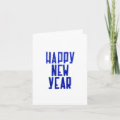 Happy New Year Hand gezeichnet White Blue Postcard Karte (Vorderseite)