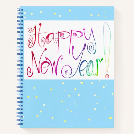 Happy New Year Handling zeichnend Spiral Notizblock (Vorderseite)