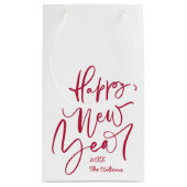 Happy New Year Handschrift in rot Kleine Geschenktüte (Rückseite)
