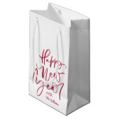 Happy New Year Handschrift in rot Kleine Geschenktüte (Vorderseite Schrägansicht)