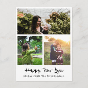 Happy New Year Handwriting Script   Drei Fotos Feiertagspostkarte