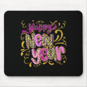 Happy New Year Hello 2026 Retro Leopard  Mousepad (Vorne)