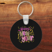 Happy New Year Hello 2026 Retro Leopard Schlüsselanhänger (Vorderseite)