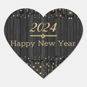 Happy New Year Herzsticker Herz-Aufkleber