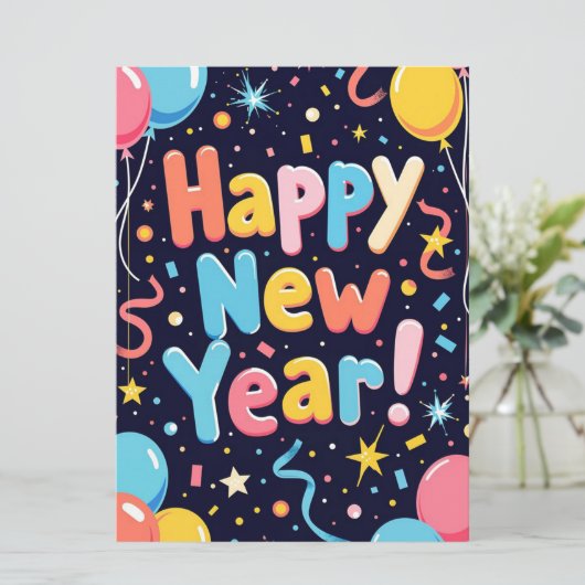 Happy New Year Holiday Card Feiertagskarte (Stehend Vorderseite)