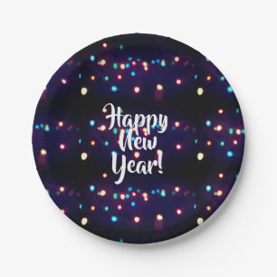 Happy New Year Holiday Lights Pappteller