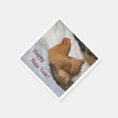 Happy New Year Hühnerpapier Napkin Serviette (Ecke)