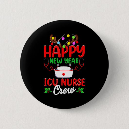 Happy New Year Icu Nurse Crew Reindeer Nurse Chris Button (Vorderseite)
