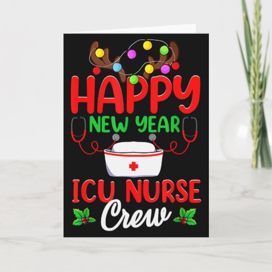 Happy New Year Icu Nurse Crew Reindeer Nurse Chris Karte (Vorderseite)