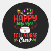 Happy New Year Icu Nurse Crew Reindeer Nurse Chris Runder Aufkleber (Vorderseite)