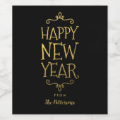 Happy New Year Imitats Foil Holiday Weinetikett (Einzelnes Label)