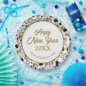 Happy New Year Imitats Glitzer Personalisiert Pappteller (Party)