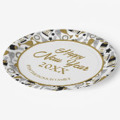 Happy New Year Imitats Glitzer Personalisiert Pappteller (Schrägansicht)