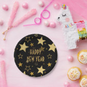 Happy New Year Imitats Golden Stars Pappteller (Party)