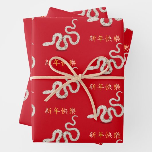 "Happy New Year" in China Snake 2025 Geschenkpapier Set (Beispiel)