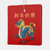 "Happy New Year" in Chinesisch 2024 Dragon Red Keramikornament (Links)